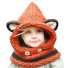 Detská zimná čiapka so šálom mačka oranžová