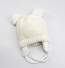 Detská zimná pletená čiapka s uškami J2474 biela