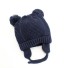 Detská zimná pletená čiapka s uškami J2474 tmavo modrá