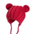 Detská zimná pletená čiapka s uškami J866 červená