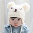 Detská zimná pletená čiapka v tvare medvedíka J2475 biela