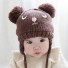 Detská zimná pletená čiapka v tvare medvedíka J2475 kávová