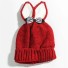 Dětská zimní čepice s oušky a mašlí J3030 červená