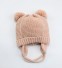Dětská zimní pletená čepice s oušky J2474 růžová