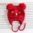 Dětská zimní pletená čepice ve tvaru medvídka J2475 červená