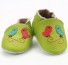 Detské kožené topánočky s vtáčikmi zelená