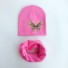 Dětský set čepice a nákrčník s motýlem růžová
