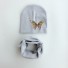 Dětský set čepice a nákrčník s motýlem šedá