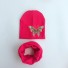 Dětský set čepice a nákrčník s motýlem tmavě růžová