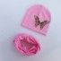 Detský set čiapky a nákrčník s motýľom svetlo ružová