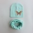 Detský set čiapky a nákrčník s motýľom tyrkysová