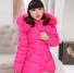 Dievčenská zimná bunda L1874 tmavo ružová