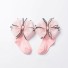 Dievčenské členkové ponožky s mašľou ružová