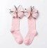 Dievčenské dlhé ponožky s mašľou ružová