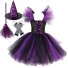 Dievčenské kostým čarodejnice s klobúkom a doplnky Halloweensky kostým Čarodejnícky kostým pre dievčatá Kostým na karneval fialová