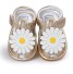 Dievčenské kožené sandále s kvetom zlatá