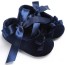 Dievčenské plátené topánočky so stuhou tmavo modrá