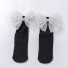 Dievčenské ponožky s veľkou mašľou a perlami čierna