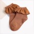 Dievčenské ponožky s volánikmi hnedá