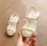 Dievčenské sandále s perlami biela