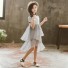 Dievčenské šaty s tylovou sukňou N105 svetlo sivá