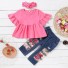 Dievčenské tričko a nohavice L1564 ružová