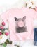 Dievčenské tričko s mačkou ružová