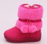 Dievčenské zimné topánky s brmbolcami tmavo ružová