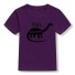 Dinosaurier-T-Shirt für Mädchen dunkelviolett