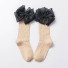 Dívčí dlouhé ponožky s mašlí krémová