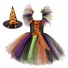 Dívčí kostým čarodějnice s kloboukem Halloweenský kostým Čarodějnický kostým pro dívky Kostým na karneval vícebarevná