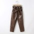 Dívčí kožené kalhoty T2455 kávová