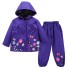 Dívčí nepromokavá bunda a kalhoty tmavě fialová