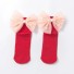 Dívčí ponožky s velkou mašlí a perlami červená