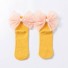 Dívčí ponožky s velkou mašlí a perlami žlutá
