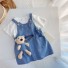 Dívčí tričko a šaty s medvědem L1540 modrá