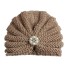 Dívčí zimní čepice s perlami khaki