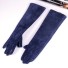 Dlouhé dámské kožené rukavice tmavě modrá