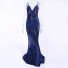Długa cekinowa sukienka damska ciemnoniebieski