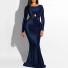 Długa lśniąca sukienka ciemnoniebieski
