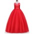 Długa sukienka dziewczęca J3040 czerwony