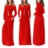 Długa sukienka z rękawami czerwony