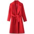 Długi płaszcz damski do wiązania czerwony