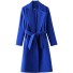 Długi płaszcz damski do wiązania niebieski