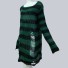 Długi sweter damski w paski z rozdarciem zielony