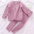 Dzianinowy sweter i legginsy dziewczęce L1232 różowy