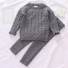 Dzianinowy sweter i legginsy dziewczęce L1232 szary