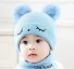 Dziecięca czapka zimowa z pomponami i apaszką jasnoniebieski