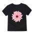 Dziewczęca koszulka z kwiatowym nadrukiem J3489 czarny