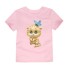 Dziewczęca koszulka z uroczym kotem - 12 kolorów jasnoróżowy